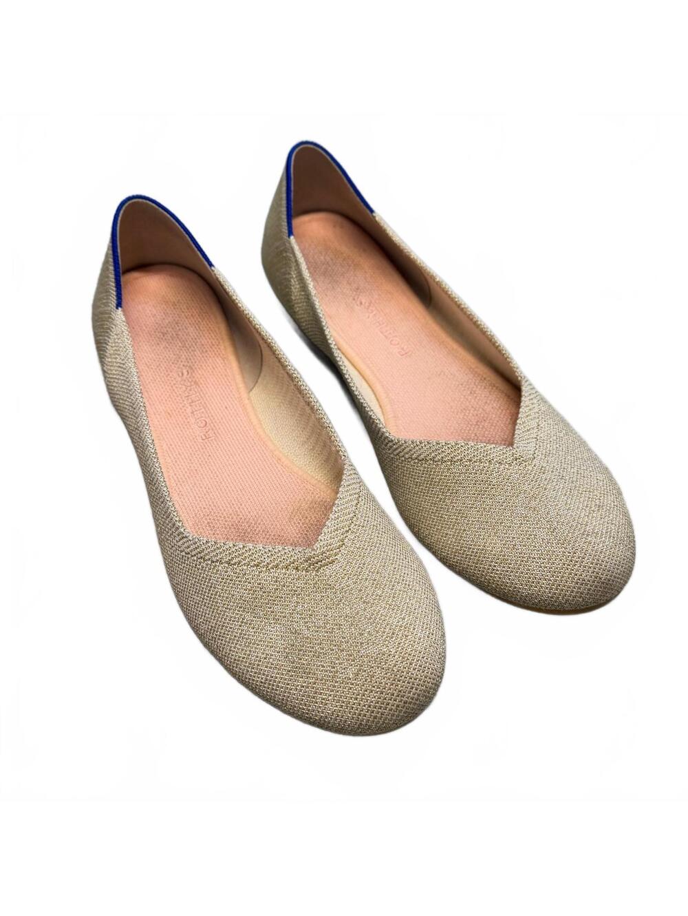 Womens Rothy’s The Flat metallic gold knit slip-on size 12
